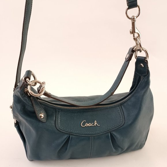 Coach Handbags - Coach Gorgeous Blue/Green Leather Purse with detachable shoulder strap